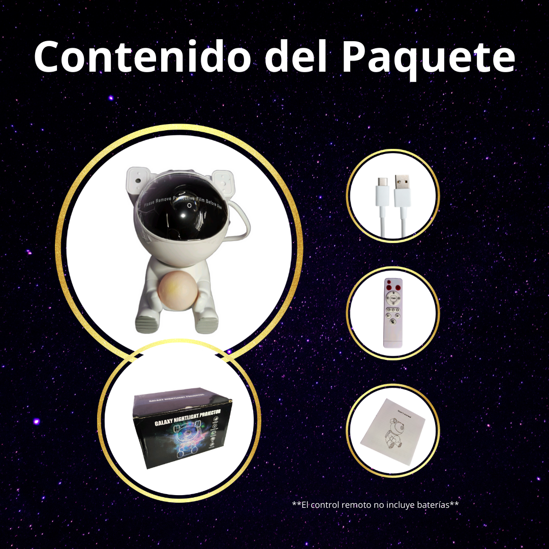 Proyector Astronauta 3 en 1: Nebulosas, Estrellas y Lámpara de Luna.